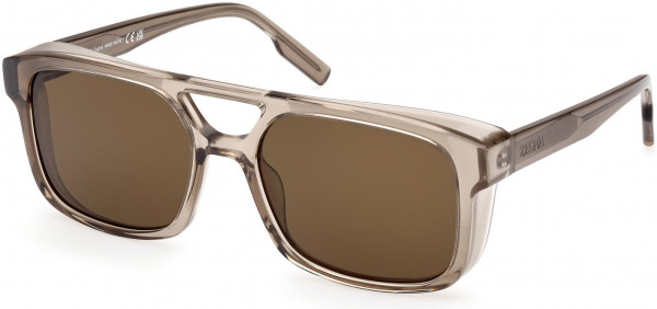 Ermenegildo Zegna EZ0209 Sunglasses, 50E - Shiny Transparent Oyster / Brown