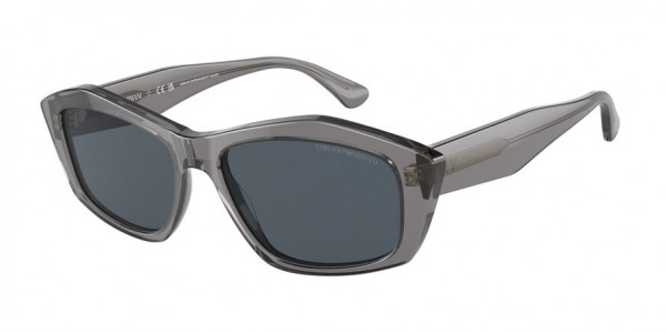 Emporio Armani EA4187F Sunglasses, 502987 SHINY TRANSPARENT GREY DARK GR (GREY)