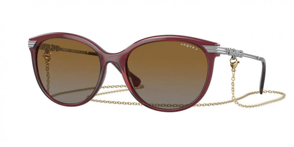 Vogue VO5460S Sunglasses, 2339T5 TRANSPARENT OPAL DARK RED POLA (RED)