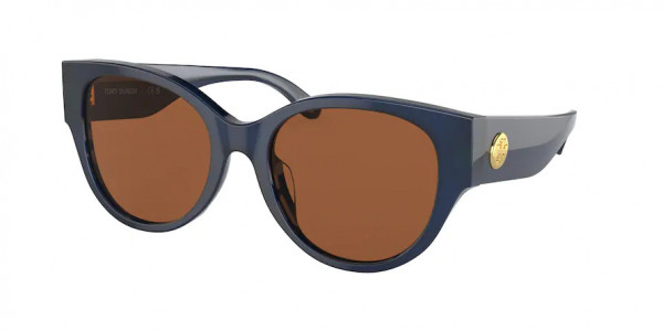 Tory Burch TY7182U Sunglasses, 165673 TRANSPARENT NAVY SOLID BROWN (BLUE)