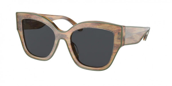 Tory Burch TY7184U Sunglasses, 192887 HONEY WOOD WITH OLIVE PIPING S (YELLOW)