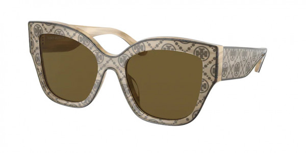Tory Burch TY7184U Sunglasses, 193373 IVORY HORN WITH OLIVE MONOGRAM (WHITE)
