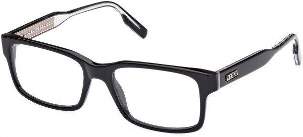 Ermenegildo Zegna EZ5254 Eyeglasses, 001 - Shiny Black / Black/Crystal