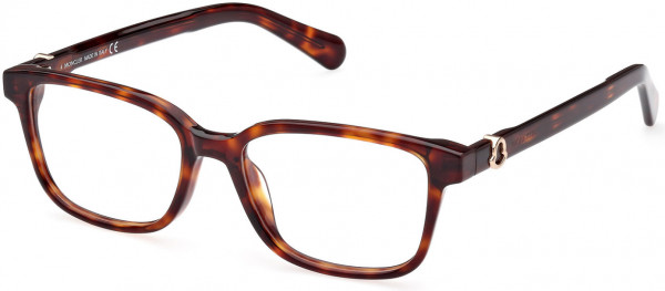 Moncler ML5169-D Eyeglasses, 052 - Shiny Red Havana, Shiny Rose Gold Logo