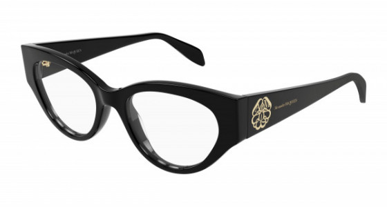 Alexander McQueen AM0380O Eyeglasses, 001 - BLACK with TRANSPARENT lenses