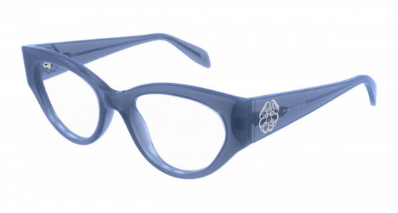 Alexander McQueen AM0380O Eyeglasses, 003 - BLUE with TRANSPARENT lenses