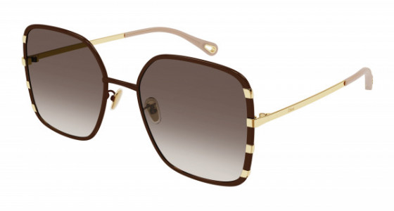 Chloé CH0143S Sunglasses, 005 - BROWN with GOLD temples and BROWN lenses
