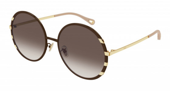 Chloé CH0144S Sunglasses, 001 - BROWN with GOLD temples and BROWN lenses