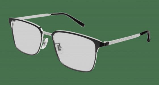 dunhill DU0042OA Eyeglasses, 002 - BLACK with SILVER temples and TRANSPARENT lenses