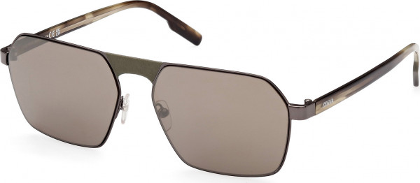 Ermenegildo Zegna EZ0210 Sunglasses, 08J - Shiny Gunmetal / Light Brown/Striped