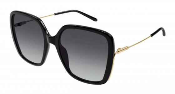 Chloé CH0173S Sunglasses, 001 - BLACK with GOLD temples and GREY lenses