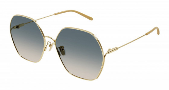 Chloé CH0169SA Sunglasses, 002 - GOLD with GREEN lenses