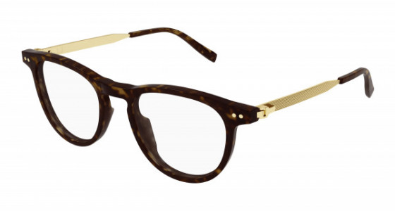 dunhill DU0074O Eyeglasses, 003 - HAVANA with GOLD temples and TRANSPARENT lenses