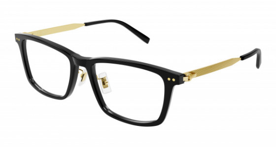 dunhill DU0073OA Eyeglasses, 002 - BLACK with GOLD temples and TRANSPARENT lenses