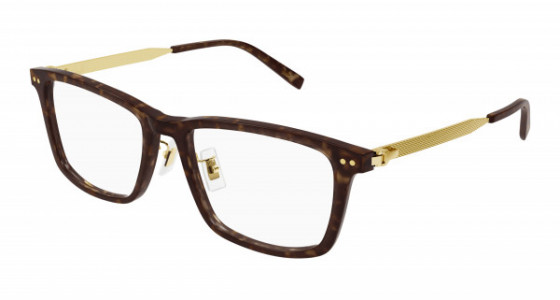 dunhill DU0073OA Eyeglasses, 003 - HAVANA with GOLD temples and TRANSPARENT lenses