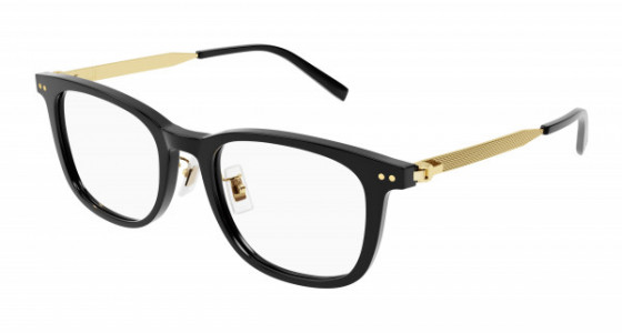 dunhill DU0072OA Eyeglasses, 006 - BLACK with GOLD temples and TRANSPARENT lenses