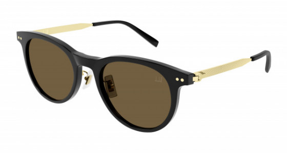 dunhill DU0071SA Sunglasses, 002 - BLACK with GOLD temples and BROWN lenses
