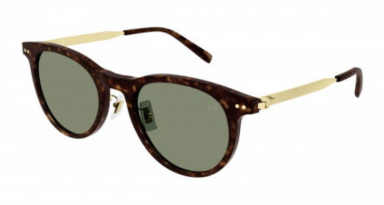 dunhill DU0071SA Sunglasses, 003 - HAVANA with GOLD temples and GREEN lenses