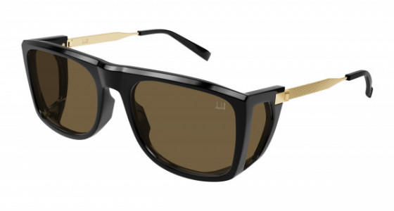 dunhill DU0054S Sunglasses, 002 - BLACK with GOLD temples and BROWN lenses
