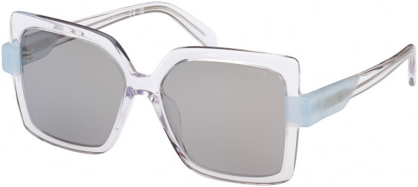 Emilio Pucci EP0194 Sunglasses, 27C - Shiny Crystal With Transparent Blue / Smoke Flash Silver Lenses