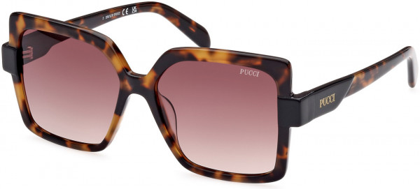 Emilio Pucci EP0194 Sunglasses, 52F - Classic Havana With Black / Gradient Burgundy Lenses