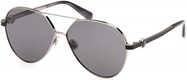 Moncler ML0263 Vizta Sunglasses, 14A - Matte Black, Silver / Smoke
