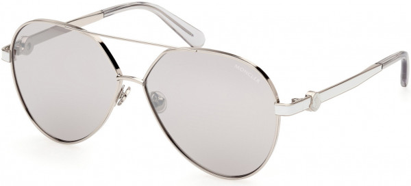 Moncler ML0263 Vizta Sunglasses, 16C - Matte Optical White, Silver / Silver Mirror