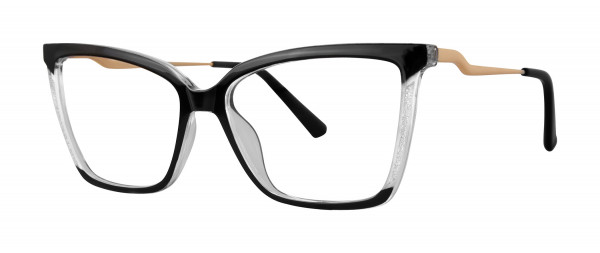 Modern Times SASSY Eyeglasses, Black/Crystal/Gold