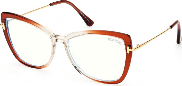 Tom Ford FT5882-B Eyeglasses, 044 - Orange/Gradient / Shiny Deep Gold