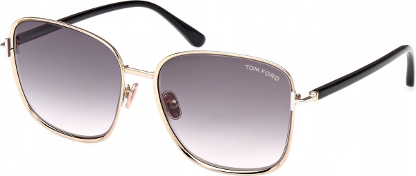 Tom Ford FT1029 FERN Sunglasses, 28B - Shiny Rose Gold / Shiny Black