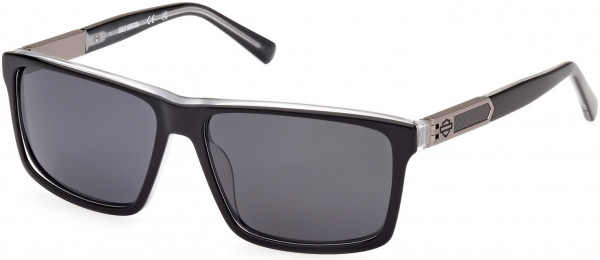 Harley-Davidson HD0977X Sunglasses, 01D - Shiny Black  / Smoke Polarized