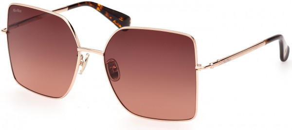 Max Mara MM0062-H Design6 Sunglasses, 50F - Shiny Rose Gold, Classic Dark Havana / Rose