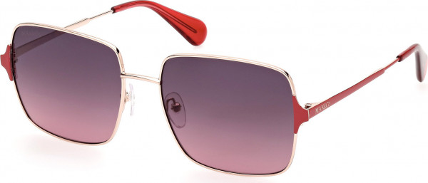 MAX&Co. MO0072 Sunglasses, 28B - Shiny Rose Gold / Shiny Light Red