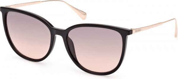 MAX&Co. MO0078 Sunglasses, 01B - Shiny Black / Shiny Pale Gold