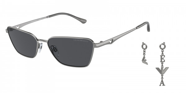 Emporio Armani EA2141 Sunglasses, 301087 SHINY GUNMETAL DARK GREY (GREY)