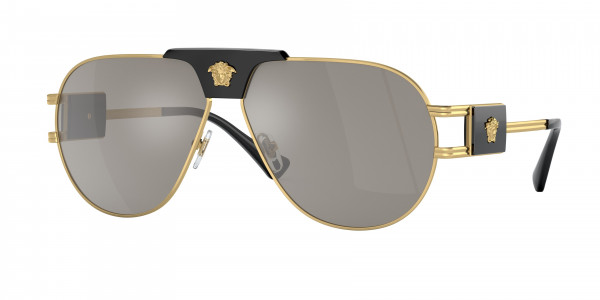 Versace VE2252 Sunglasses, 10026G GOLD LIGHT GREY MIRROR SILVER (GOLD)