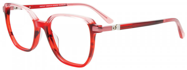 EasyClip EC663 Eyeglasses, 030 - Marble Red & Tr. Red
