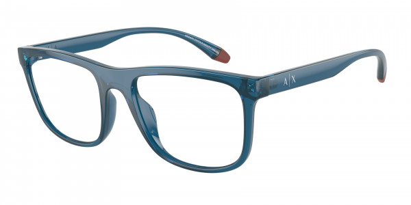 Armani Exchange AX3101U Eyeglasses, 8187 SHINY TRANSPARENT BLUE (BLUE)