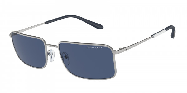 Armani Exchange AX2044S Sunglasses, 602080 MATTE SILVER DARK BLUE (SILVER)