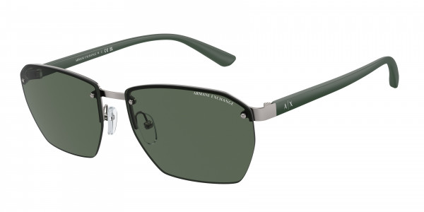 Armani Exchange AX2048S Sunglasses, 600371 MATTE GUNMETAL DARK GREEN (GREY)