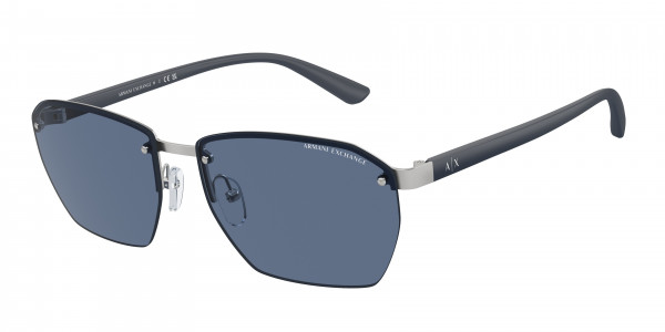 Armani Exchange AX2048S Sunglasses, 604580 MATTE SILVER DARK BLUE (SILVER)