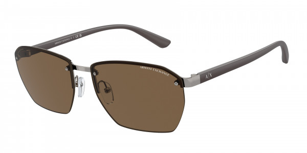 Armani Exchange AX2048S Sunglasses, 608573 SHINY GUNMETAL DARK BROWN (GREY)