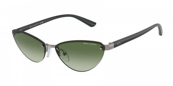 Armani Exchange AX2049S Sunglasses, 60038E SHINY GUNMETAL GRADIENT GREEN (GREY)