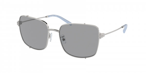 Tory Burch TY6104 Sunglasses, 316172 SILVER LIGHT BLUE MIRROR (SILVER)