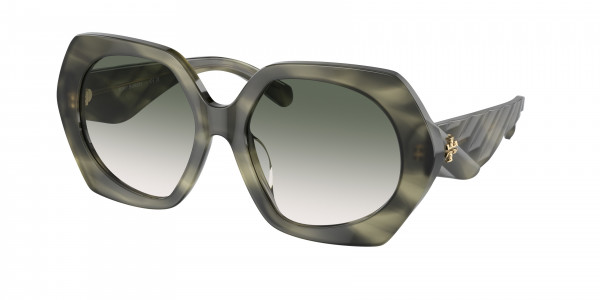 Tory Burch TY7195U Sunglasses, 19562A GREEN HORN CLEAR GRADIENT DARK (GREEN)