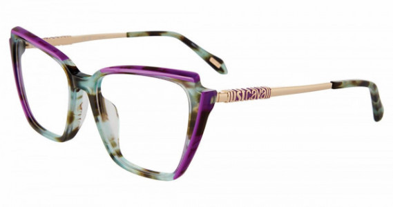 Just Cavalli VJC053 Eyeglasses, SHINY BROWN/GREEN (092V)