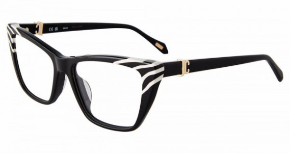 Just Cavalli VJC045V Eyeglasses, BLACK W/WHITE TEMPLE (0981)