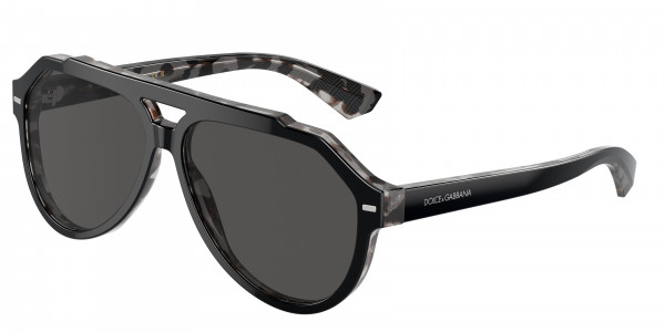 Dolce & Gabbana DG4452 Sunglasses, 340387 BLACK ON GREY HAVANA DARK GREY (BLACK)