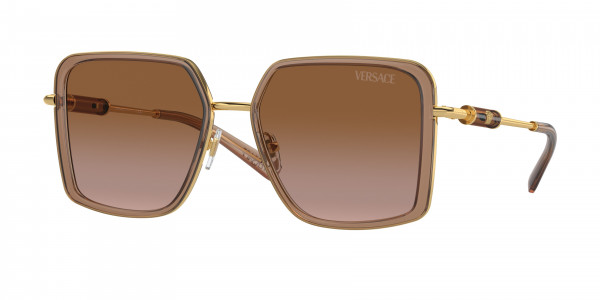Versace VE2261 Sunglasses, 100213 BROWN TRANSPARENT BROWN GRADIE (BROWN)