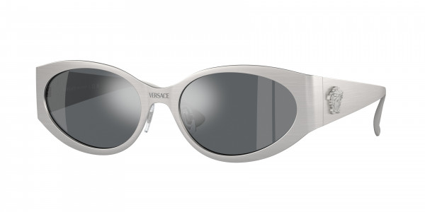 Versace VE2263 Sunglasses, 12666G MATTE SILVER LIGHT GREY MIRROR (SILVER)